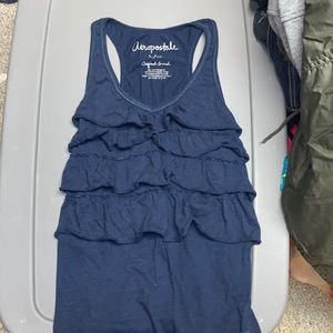 Aeropostale Navy Blue Ruffle Tank Top